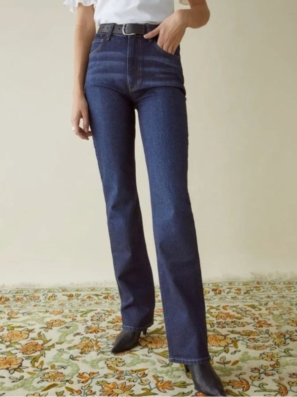 Reformation Dark Blue Boot Cut Jeans